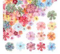 150PCS Craft Flowers Small Artificial Flowers Heads Mini Flower for Crafts Embellishments 3D-Flower Multicolor Daisy Peony Flower Fabric Wildflowers Garland Decoration for Graduation Wedding Home
