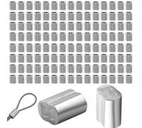 150Pcs Double Hole Aluminum Ferrules, 3.5mm (1/8") Rust Resistant Wire Rope Crimping Loop Sleeves, Anti-Slip Swage Cable Ferrules for Dog Lead, Washing Line, Outdoor Cable Railing