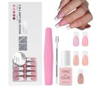 150Pcs French False Nails Kit - Long Square Fake Nails - 15 Size Nude Pink Coffin Press on Nail - Full Cover Acrylic Stick on Nails for Women Nail Extensions DIY (Rose Pink,Long Coffin)