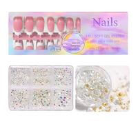 150pcs French Tip False Nails Kit with Rhinestones & Pearls - 15 Sizes Premium ABS Acrylic Press On Nails for Women, Wedding & Party Glam DIY Manicure Set