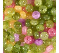 150Pcs Glass Beads 5x8mm Flat Round Crack Abacus Spacer Bead for DIY Jewelry Accessories Bracelet Necklaces Key Chain Earrings Mobile Phone Chain Vase Fillers (Green+Yellow+Purple)