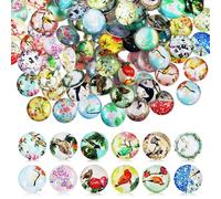 150pcs Glass Gemstone Patches 12mm for Jewellery Making Crafts | Colourful Flat Back Stones, Assorted Nature Patterns, Smooth Glossy Finish, Suitable for Bracelets, Phone Cases and Fridge