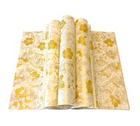 150pcs Gold Floral Wax Paper Sheets Sandwich Wrapping Paper, Greaseproof Wrap Paper Parchment Papers Air Fryer Disposable Paper Liner Food Basket Liners for Outdoor Picnic