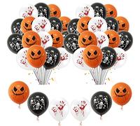 150pcs Halloween Balloons Decorations Set, Tomario 12 Inch Black Orange White Balloons Happy Halloween Ghost Skeleton Blood Hand Latex Baloons for Haloween All Hallows' Day Party Decorations