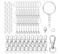 150Pcs Keychain Rings Set, 25mm Key Ring Hoops, Keyring Chain Open Jump Rings, Screw Eye Pins and Lobster Clasps, Making Own Split Key Ring with Chain for DIY Craft Art Jewellery