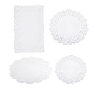 150PCS Lace Paper Doilies Wedding Assorted Paper Doilies White Rectangular Doilies Disposable Oval Doilies Lace Paper Round Doilies Decorative Doilies for Party Cakes Craft Table Plates Saucers