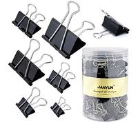 150Pcs Large Binder Clips 6 Assorted Sizes Paper Clamps Clip for Paper Metal Clip Office School Home Supplies (Black)