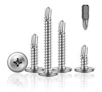 150Pcs M4.8 * 25mm Wafer Head Self Drilling Screw, 410 Stainless Steel Modified Truss Head Self Drilling Screws, Sheet Metal Screws/Tek Screws For Sheet Metal Steel,Aluminum,Wood,Plastics.