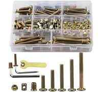 150pcs M6 Furniture Barrel Nuts and Bolts Hex Socket Screw Kit,30mm/40mm/50mm/60mm/80mm Zinc-Plated Hex Socket Cap Screw Bolts with 3 pcs Wrench and Storage Case