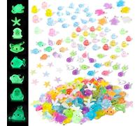 150PCS Mini Luminous Resin Animals, 8 Styles Tiny Resin Ocean Animals Figurines Miniature Small Plastic Animals Figures Glow in the Dark for Micro Landscape Fairy Garden Aquarium Dollhouse Decor