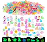 150pcs Mini Luminous Resin Animals, Mini Ducks, Multiple Styles Little Plastic Animal Miniature Figures Small Glass Animals Glow in the Dark Set for Micro Landscape Fairy Aquarium Dollhouse Decor