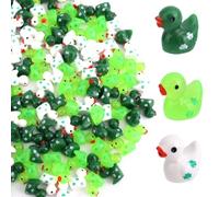 150pcs Mini St. Patricks Resin Ducks to Hide, Miniature Green Shamrock Small Duck Figures Little Tiny Lucky Resin Clover Ducky for Party Favors Gift & St. Patrick's Decoration (3 Colors)