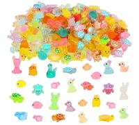 150Pcs Miniature Figures Toys - Luminous Mini Animals, Tiny Resin Animals, Little Small Plastic, Luminous Turtles Resin, Ducks, Frogs, Pandas, Mushrooms, Bamboo, for Garden Landscape Dollhouse