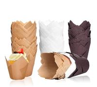 150PCS Muffin Cases,Tulip Muffin Cases,Tulip Cupcake Cases Greaseproof Baking Cups,Suitable for Home Baking, Cake Shops, Dessert Shops, Birthday Parties and Various Festivals.