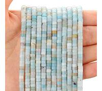 150PCs Natural Amazonite Spacer Beads, Loose Semi Precious Flat Round Gemstone Heishi Disc Stone Beads for Beading Jewelry Making 4mm*2mm 38cm
