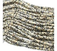150pcs Natural Dalmatian Jasper Tubular Beads Loose Flat Round Cylinder Flat Spacer Green Stone Beads for Bracelet Earrings Jewelry Making 2x4mm