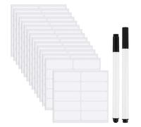 150pcs No-Iron Labels for Clothes with 2 Permanent Fabric Markers, Writable Self-Adhesive Washable School Name Labels Waterproof Garment Name Sticker Laundry Tag for Nursing Home Day Care Camp (White)