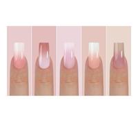 150Pcs Nude White Ombre Press on Nails Long Square Fake Nails In15 Sizes 3 IN 1 Soft Gel Nail Tips Pink White Gradient Glossy Reusable Acrylic Nails No Need to File False Nails for Women Manicure