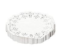 150pcs Oil Absorbing Paper, Hollow Flower Borders White Lace Paper Doilies Round Paper Doilies for Decorating Small Cakes, Snacks