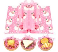 150pcs Pink Santa Deli Paper, 9.8 x 8.3in Greaseproof Food Deli Paper Sheets for Xmas Home Kitchen (Pink)