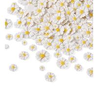 150Pcs Resin Flower Cabochons 5 Sizes White Flat Back Daisy Beads Charms No Hole Floral Cabochons for Jewellery Making DIY Scrapbook Crafts