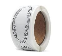 150pcs Roll of Oval Ornate White Write-On Labels - Blank Kitchen Jar Stickers for Containers, Pantry Organization & Storage