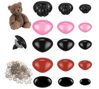 150PCS Safety Noses for Amigurumi Crochet Animals, Stuffed Animal Plastic Safety Nose, Pink Brown Crochet Flocking Toy Noses with Washers for Craft Doll Puppet Plush Toy Bear Accessories(3 Color)
