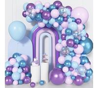 150Pcs Snow Frozen Birthday Balloons Arch Kit Blue Purple Latex Balloons Snowflakes for Girls Kids Winter Wonderland Baby Shower Frozen Birthday Party Supplies