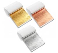 150Pieces Gold Leaf for Art, 3Colors Metallic Gold Leaf Paper Decoration