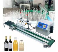 150W 4Head Liquid Filling Machine with ConveyorAdjustable 10500ml for Beverage Beer Wine CosmeticsStainless Steel Desktop Bottle Filler 4H3200