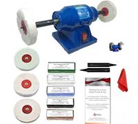 150W Bench Grinder Metal Polisher Polishing 6" Machine with Add-On 4" Metal Aluminium, Alloys, Stainless Steel Polishing Kit