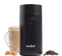 VonShef Electric Coffee & Spice Grinder, for Espresso Beans, Nuts & Grains - Bean & Spices Chopper with Powerful Motor and Tough Stainless Steel Blades, Grind up to 60g / 4 Cup Capacity - Black 150W
