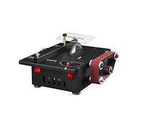 150W Mini Bench Saw and Belt Sander with Extension Rod, Collet, Gr g Carving Drilling Kit, Variable Speed Circular Table Saw 30mm Cutting Depth DIY Benchtop Sanding Machine with 10 Sanding Belts