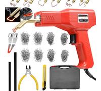 150W Plastic Welder,Plastic Welding Kit with 800pcs Hot Staples,2pcs pp Plastic Welding Rods,Knife,Plier, Plastic Welding Machine Plastic Repair Kit for Car Bumper Crack Repair Tools(Red)