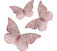 150x 3 Size Wall Decor 3D Butterfly Adhesive Removable Stickersfor Baby Party Wedding Party Decoration (Rose Gold)