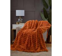150x200cm Rabbit Fur Throw - Burnt Orange Rapport Home White 150cm × 200cm