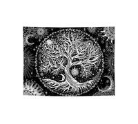 (150x200cm, One size) Tree Of Life Black Moon And Sun Tapestry Psychedelic Wall Hanging Tapestry Mandala Star Hippie Wall Decor For Bedroom Dorm Party