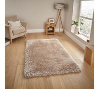 Hand Tufted Solid Beige Plain Shaggy Rug-150Cm X 230Cm