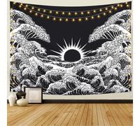 (150x230cm, One size) Mandala Tapestry Large Wave Tapestry Sunset Ocean Tapestry Black And White Tapestry Living Room Bedroom Tapestry
