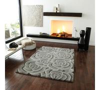(150x230cm) Valentine Rugs VL10 Hand Made Indian Wool in Light Grey 3D Effect Floral Soft Mats