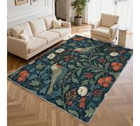 150x240 William Morris Rugs for Living Room Decor | Pomegranate Robin Birds Patterned Rug, Washable Non Slip Low Pile Carpet, Bedroom, Kitchen QAZ141
