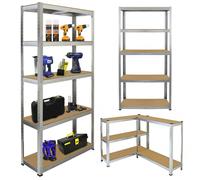 (150x70x30cm,Galvanised) Shelve Unit Garage Shelving Unit Industrial Metal Shelf 5 Tier Shelving Unit