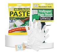 151 All Purpose Wallpaper Adhesive (10 Rolls) With Wall Paper Brush & Plastic Gloves - Wallpaper Paste Kit, Ideal for All Wall Paper Roll Types - Ready Mixed Wall paper Paste & Wallpapering Tools Set