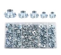 151 Pcs Four Pronged T-Nut Assortment, Threaded Insert Tee Nuts Kit,Captive Blind Connecting Bolt Fixings,For Wood Furniture, Brackets And Cabinets (M4/M5/M6/M8/M10)