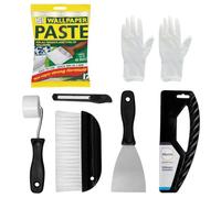 151 Wallpaper Paste Kit - Includes 10 Roll Adhesive Paste And Wallpaper Kit Containing Smoother, Roller, Brush, Scraper, Trimmer
