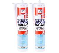 151 Waterproof Multi Purpose Silicone Sealant | Sealing & Filling Gaps & Cracks in All Wet Areas (Clear, 280ml) (Pack of 2)