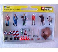 15111 Noch HO Road construction workers with accessories, scale 1:87