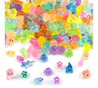151Pcs Mini Resin Animals, 22 Styles Mixed Luminous Tiny Resin Animals, Miniature Small Animal Figures, Small Plastic Animal Figures Glow in The Dark for Fairy Garden Micro Landscape Dollhouse Decor