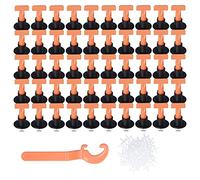 151PCS Tile Leveling System Reusable Durable Wall Floor Tile Leveler Spacer with Wrench for DIY Home Improvement Projects Black Orange PP Stainless Steel 2mm to 8mm Gaps