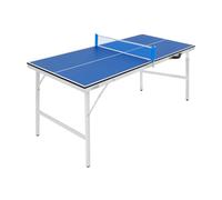 152.4 * 67 * 69.6cm Foldable Ping Pong Table Portable Table Tennis Table With 2Balls 2Bats 1Net For Family Recreation Rooms Community Centers School Activity Rooms Office Break Areas Etc White+Blue